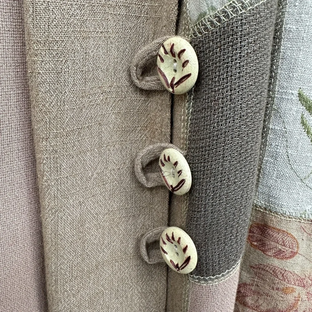 Vintage Spencer Alexis Jacket Pant‎ Set 2X Linen Blend Lagenlook Patchwork USA - Picture 7 of 16